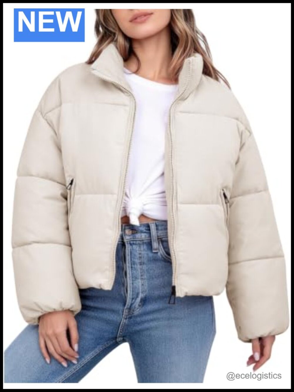 Women's Quilted Puffer Jacket Warm Winter Coat Windproof Zip Baggy Outerwear